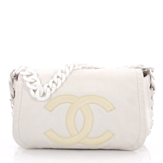 Chanel Resin Modern Chain Flap Bag Lambskin Medium White