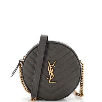 Saint Laurent Vinyle Round Camera Bag Matelasse Chevron Leather