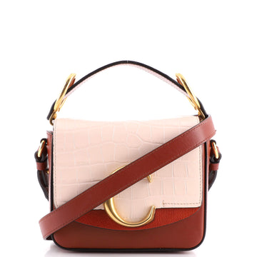 Chloe C Flap Bag Crocodile Embossed Leather Mini