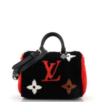 Louis Vuitton Speedy Bandouliere Bag Monogram Giant Teddy Fleece 25