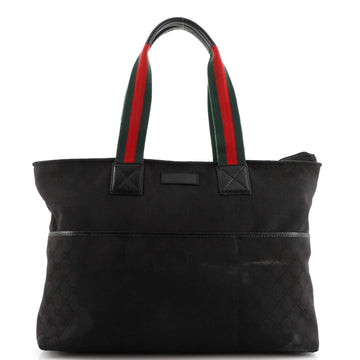 Gucci Diaper Web Strap Tote GG Canvas Large