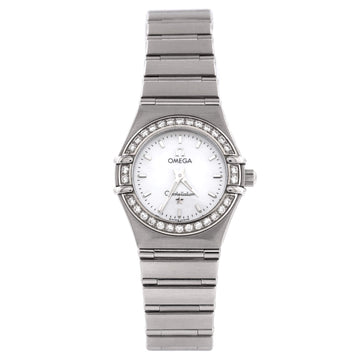 Omega Constellation 95 Quartz Watch Stainless Steel with Diamond Bezel and Mother of Pearl 23