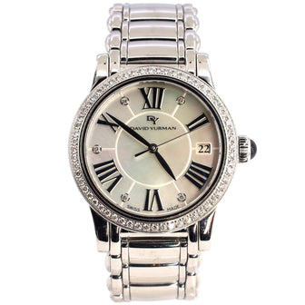 David Yurman Classic Date Quartz Watch Stainless Steel with Diamond Bezel and Markers 34