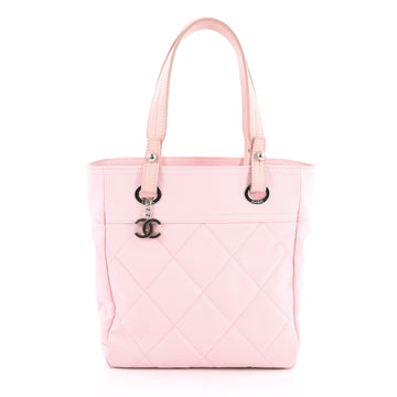 Chanel Biarritz Tote Quilted Canvas Small Pink