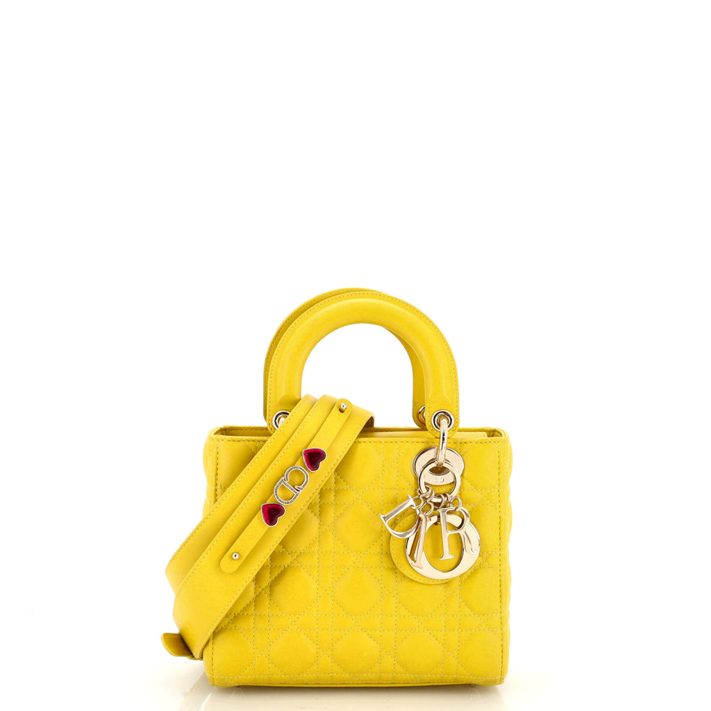 美品 ディオール Lady Dior iPhone 14Pro イエロー Christian Dior My ABCDior Lady Dior Bag Diamond Motif Cannage