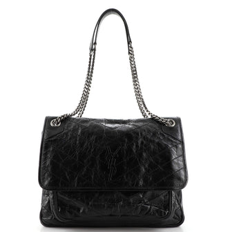 Saint Laurent Niki Chain Flap Bag Matelasse Chevron Leather Large