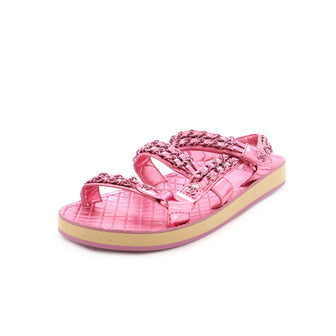 Chanel Women's Chain Velcro Dad Sandals Leather