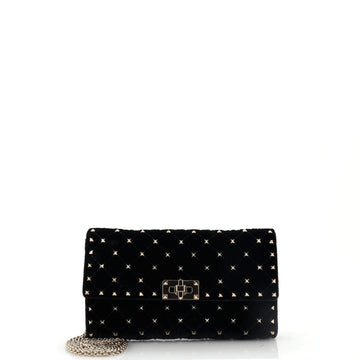 Valentino Garavani Rockstud Spike Wallet on Chain Quilted Velvet Small