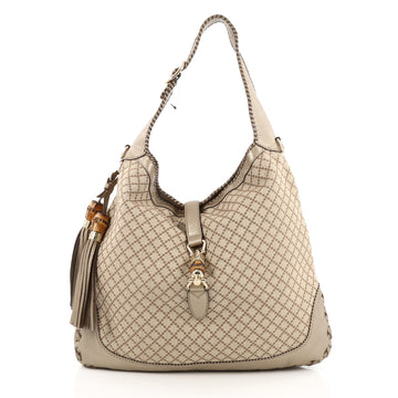 Gucci New Jackie Handbag Diamante Canvas Large Brown 2053301