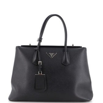 Prada Turnlock Cuir Twin Tote Saffiano Leather Medium