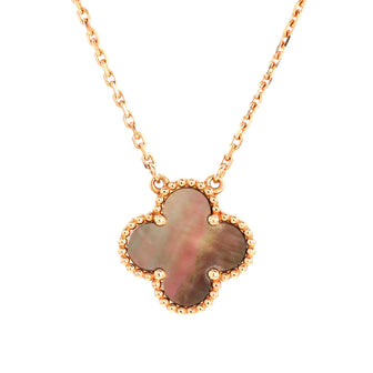 Van Cleef & Arpels Vintage Alhambra Pendant Necklace 18K Rose Gold and Grey Mother of Pearl