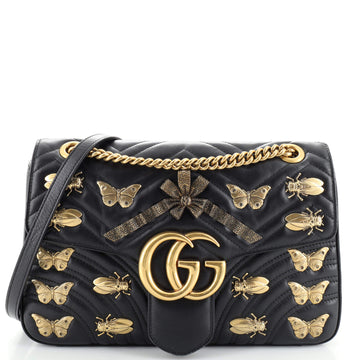 Gucci GG Marmont Flap Bag Embellished Matelasse Leather Medium
