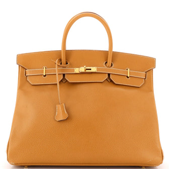 Hermes Birkin Handbag Brown Ardennes with Gold Hardware 40
