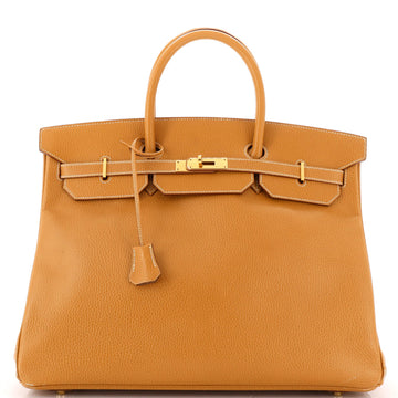 Hermes Birkin Handbag Brown Ardennes with Gold Hardware 40
