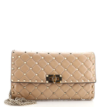 Valentino Garavani Rockstud Spike Wallet on Chain Quilted Leather Small