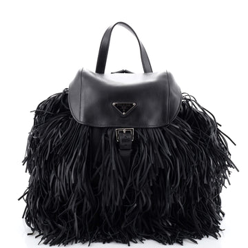 Prada Fringe Backpack Soft Calf And Tessuto Medium