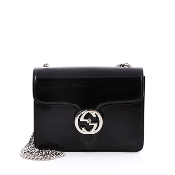 Gucci Interlocking Shoulder Bag Patent Small Black 2055301
