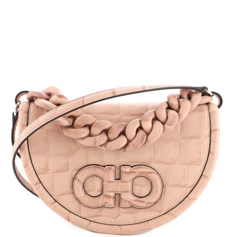 Salvatore Ferragamo Aura Bag Crocodile Embossed Leather