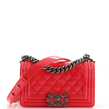 Chanel Boy Flap Bag Quilted Patent Small