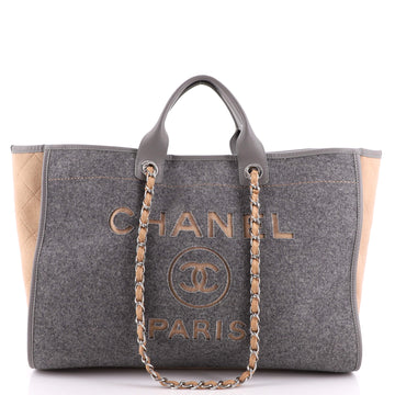 Chanel Deauville Tote Wool Felt Large