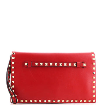 Valentino Garavani Rockstud Flap Clutch Leather