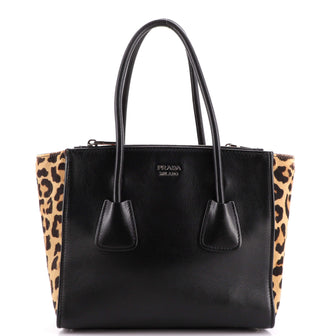 Prada Twin Pocket Tote Glace Calf with Cavallino Calf Hair Small