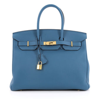 Hermes Birkin Handbag Blue Togo With Gold Hardware 35 2056801