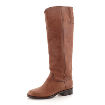 Chanel Women's CC Riding Knee High Boots Leather