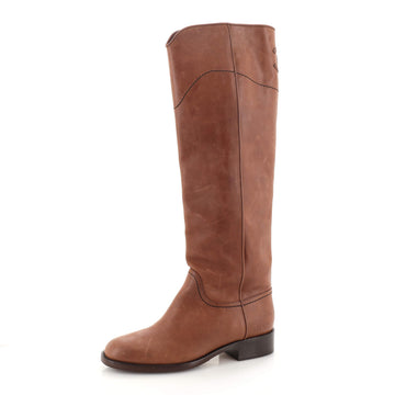 Chanel Women's CC Riding Knee High Boots Leather