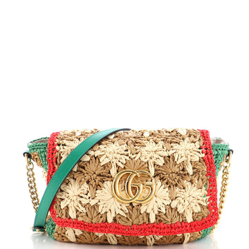 Gucci GG Marmont Flap Bag Raffia Small
