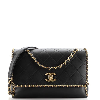 Chanel Chain All Over Flap Bag Stitched Calfskin Medium