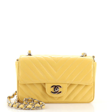Chanel Classic Single Flap Bag Chevron Patent Mini