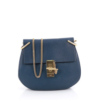 Chloe Drew Crossbody Bag Leather Medium Blue