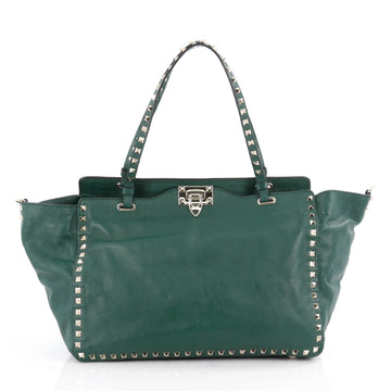 Valentino Rockstud Tote Soft Leather Medium Green 2057304