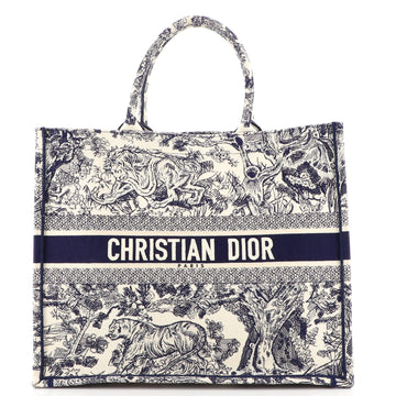 Christian Dior Book Tote Embroidered Canvas Large