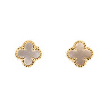 Van Cleef & Arpels Sweet Alhambra Stud Earrings 18K Yellow Gold and Mother of Pearl