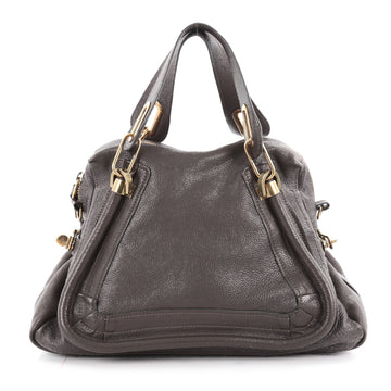 Chloe Paraty Top Handle Bag Leather Medium Gray 2057601