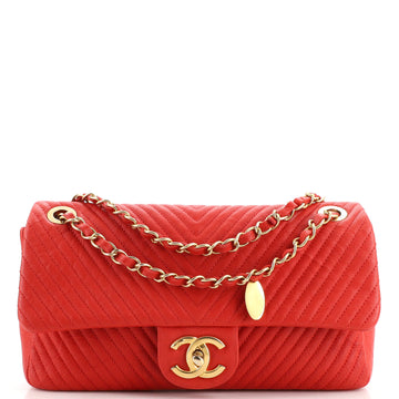 Chanel Medallion Charm Flap Bag Chevron Wrinkled Lambskin Medium