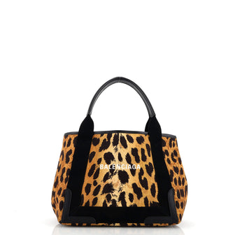 Balenciaga Navy Cabas Printed Canvas Small