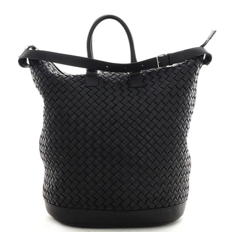 Bottega Veneta Zip Bucket Handle Bag Intrecciato Leather