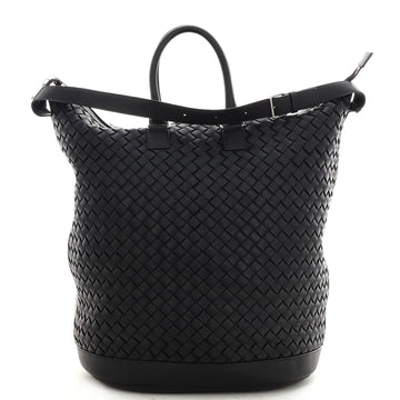 Bottega Veneta Zip Bucket Handle Bag Intrecciato Leather