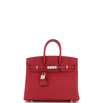 Hermes Birkin Handbag Red Togo with Palladium Hardware 25