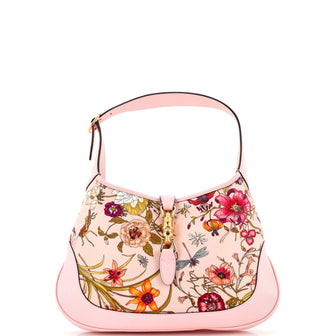 Gucci Jackie Hobo Flora Canvas with Leather Medium