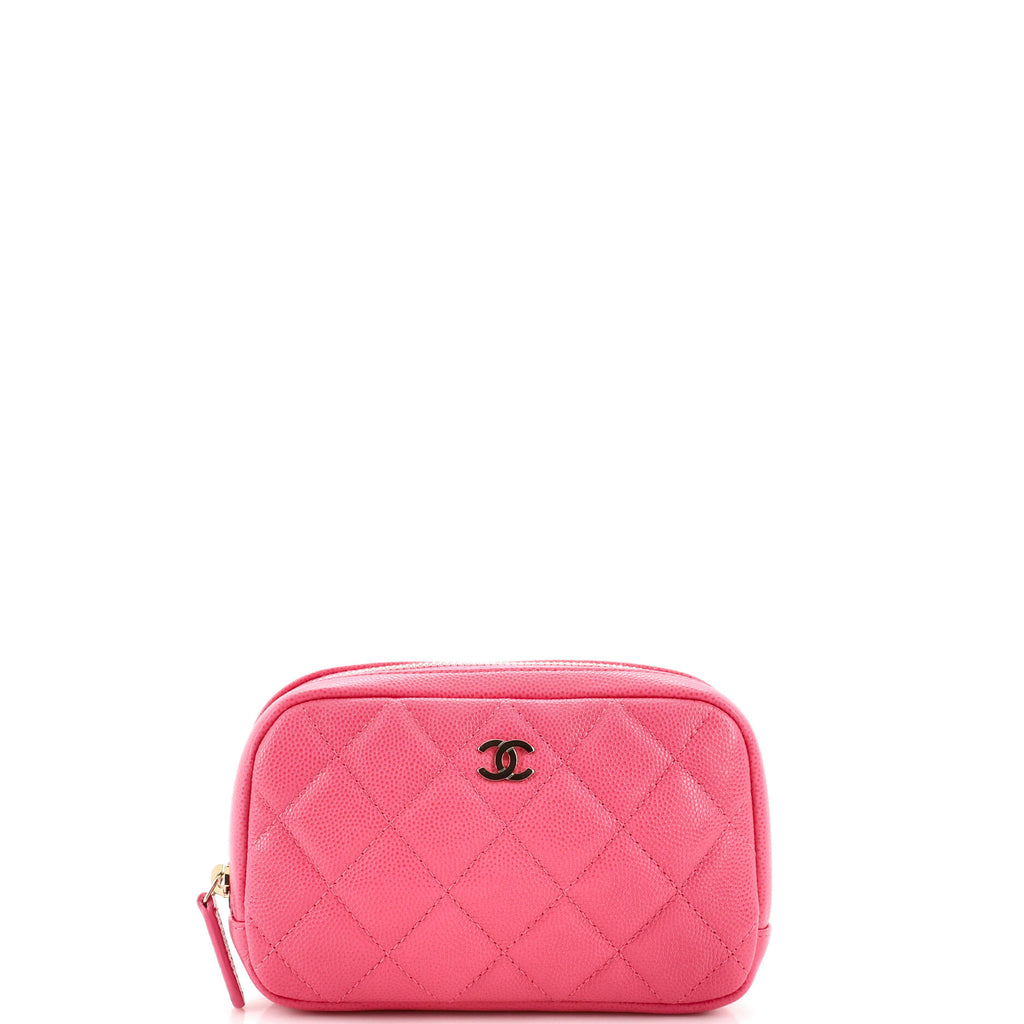 Chanel Curvy Cosmetic Pouch Quilted Caviar Small Pink 1975701
