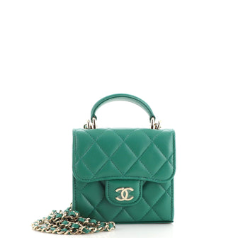 Chanel Square Classic Flap Top Handle Clutch with Chain Quilted Lambskin