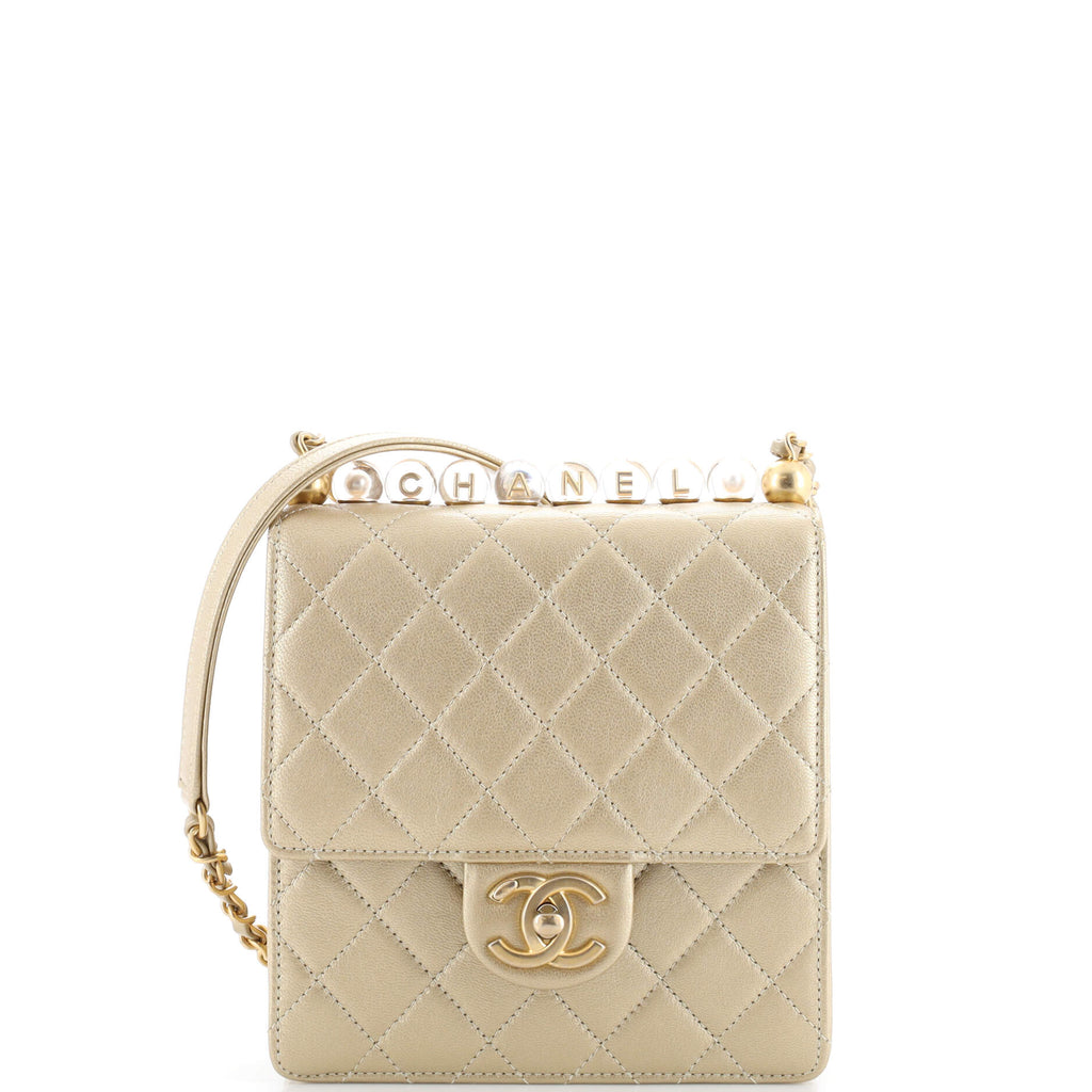Chanel Chic Pearls Flap Quilted with Acrylic Mini Gold 205760150