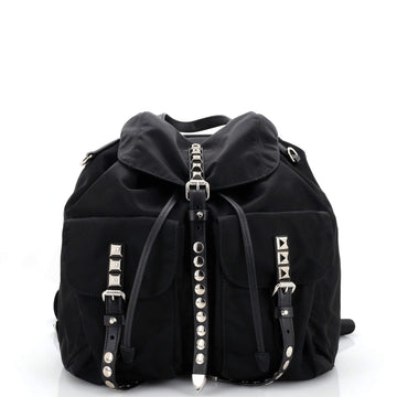 Prada New Vela Backpack Tessuto with Studded Leather