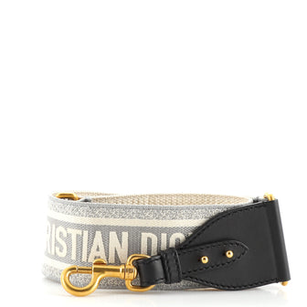 Christian Dior Logo Shoulder Strap Embroidered Canvas