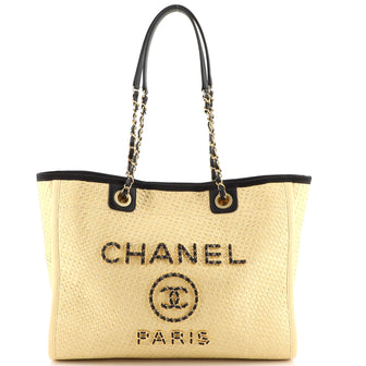 Chanel Deauville Tote Straw with Chain Detail Small
