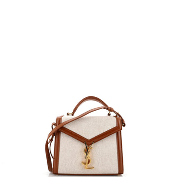 Saint Laurent Cassandra Top Handle Bag Canvas with Leather Mini